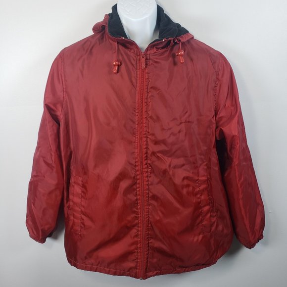 Totes Mens Size Medium Rain Jacket Coat Removable Hood Fleece Lined Maroon / R41 - Picture 1 of 6